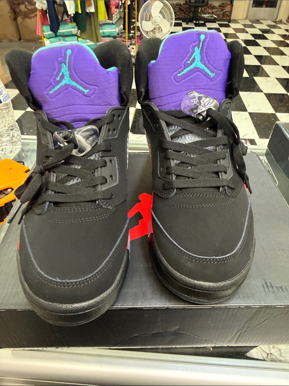 Jordan Men’s Sneakers in Black with Purple and Teal Accents
